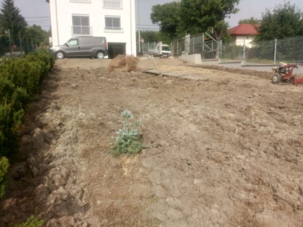 A betömörödött talaj feltörése tereprendezés előtti előkészítő munkálatok során.